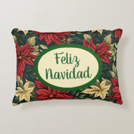 ウィリアム・モリス様式 ポインセチア Feliz Navidad アクセントクッション
