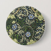 ウィリアム・モリス海苔パターンフローラヴィンテージアート 缶バッジ (正面)