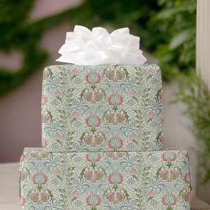 ウィリアム・モリス混成緑の赤ペルシアフローラ ラッピングペーパー