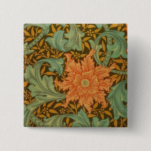 ウィリアム・モリス独身のステムパターンアールヌーボー 缶バッジ (正面)