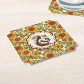 ウィリアム・モリス秋ひまわりリスレトロ ペーパーコースター (アングル)