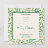 ウィリアム・モリス緑の葉結婚模様の 招待状 (正面)