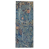 ウィリアム・モリス美しい花柄ブルーピンク ワインギフトバッグ (正面)