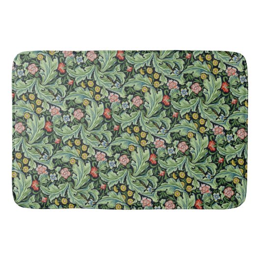 ウィリアム・モリス花の模様ピンクグリーンカーネーション バスマット (正面)