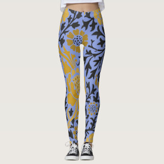 ウィリアム・モリス花の模様ブルーレギンス レギンス