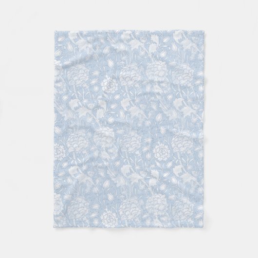 ウィリアム・モリス花の模様（青） フリースブランケット (正面)