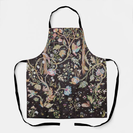 ウィリアム・モリス花園の鳥とウサギ エプロン (正面)