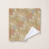 ウィリアム・モリス花柄の花ピンク・ブルー バスタオルセット (ウォッシュタオル)