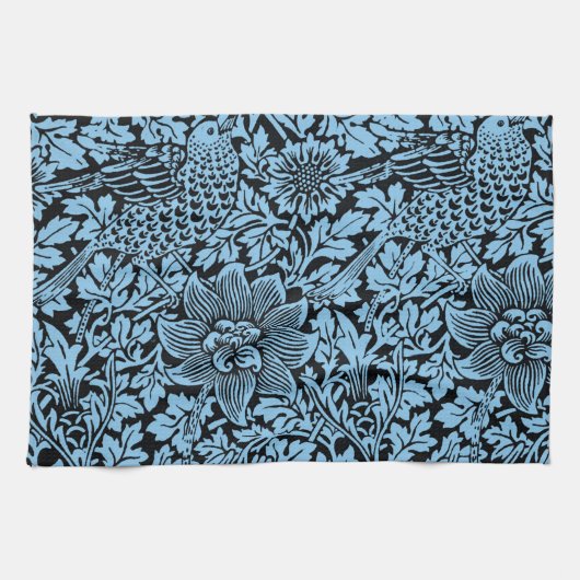 ウィリアム・モリス花柄バードアネノーム キッチンタオル (横)