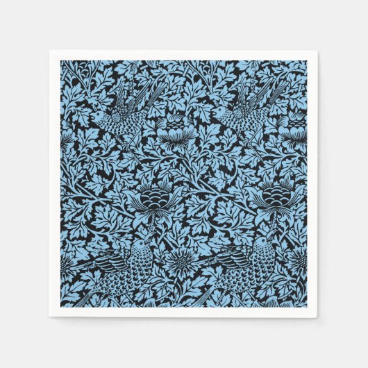 ウィリアム・モリス花柄バードアネノーム スタンダードカクテルナプキン (正面)