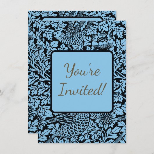 ウィリアム・モリス花柄バードアネノーム 招待状 (正面/裏面)