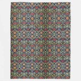 ウィリアム・モリス花茎緑黄赤 フリースブランケット