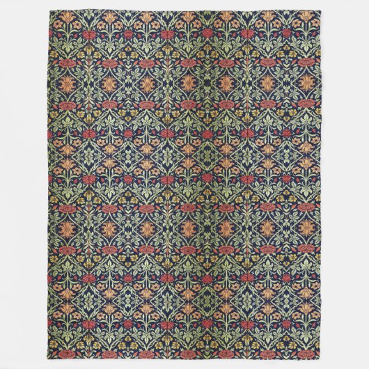 ウィリアム・モリス花茎緑黄赤 フリースブランケット (正面)