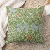 ウィリアム・モリス花葉の鳥の青 クッション (ブランケット)