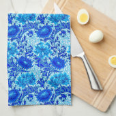 ウィリアム・モリス菊の影のデニムブルー キッチンタオル (四つ折り)