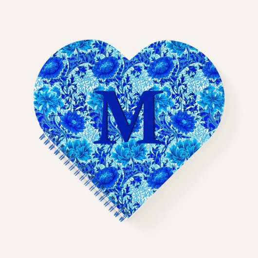 ウィリアム・モリス菊の影のデニムブルー ノートブック (正面)