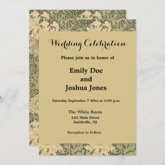 ウィリアム・モリス菊セージ花 招待状 (正面/裏面)