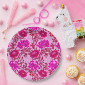 ウィリアム・モリス菊ブルゴーニュとピンク ペーパープレート (パーティー)