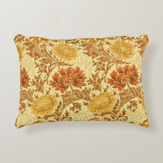 ウィリアム・モリス菊マスタード金ゴールド アクセントクッション (正面)
