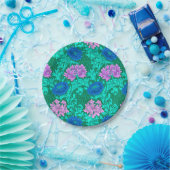 ウィリアム・モリス菊、アクアとバイオレット ペーパープレート (パーティー)