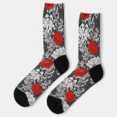 ウィリアム・モリス菊、グレーと赤 ソックス (左)