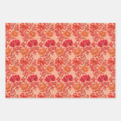 ウィリアム・モリス菊、ピンク、アクア&コーラル ラッピングペーパーシート (正面3)