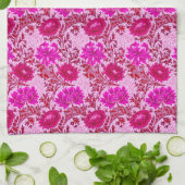 ウィリアム・モリス菊、ブルゴーニュとピンク キッチンタオル (折り畳み)