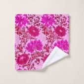 ウィリアム・モリス菊、ブルゴーニュとピンク バスタオルセット (ウォッシュタオル)