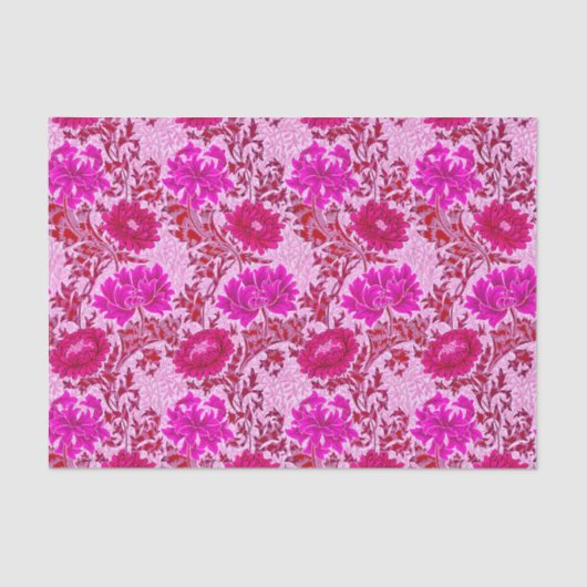 ウィリアム・モリス菊、ブルゴーニュとピンク 薄葉紙 (正面)