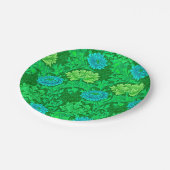 ウィリアム・モリス菊、ライムグリーン&アクア ペーパープレート (アングル)