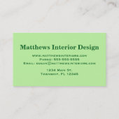 ウィリアム・モリス菊、ライムグリーン&アクア 名刺 (裏面)