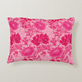 ウィリアム・モリス菊、明るい赤紫色ピンク アクセントクッション (裏面)