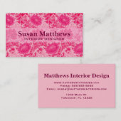 ウィリアム・モリス菊、明るい赤紫色ピンク 名刺 (正面/裏面)