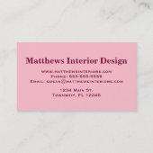 ウィリアム・モリス菊、明るい赤紫色ピンク 名刺 (裏面)