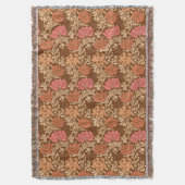 ウィリアム・モリス菊、茶色と錆 スローブランケット (正面縦)