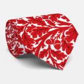 ウィリアム・モリス葉・オーク深い赤と白 ネクタイ (ロール)