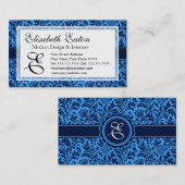 ウィリアム・モリス豊富でエレガントで青い花のパターン 名刺 (正面/裏面)