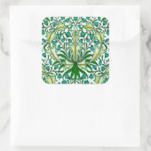 ウィリアム・モリス金ゴールドアクアフローラ壁紙 スクエアシール (バッグ)