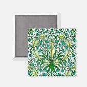 ウィリアム・モリス金ゴールドアクアフローラ壁紙 マグネット (正面/裏面)