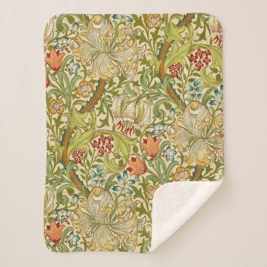 ウィリアム・モリス金ユリのヴィンテージのラファエロ前の画家 シェルパブランケット (正面)