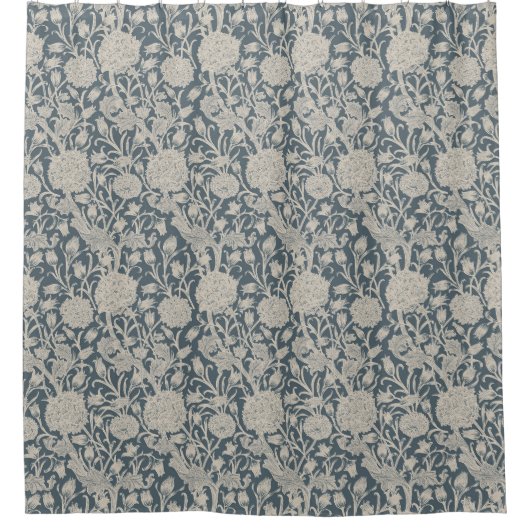 ウィリアム・モリス開花 | ヴィンテージアールヌーボースタイル シャワーカーテン (正面)