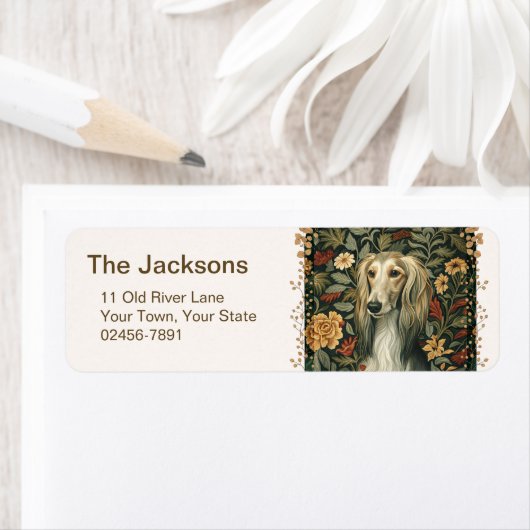 ウィリアム・モリス風のビンテージ・サルーキ ラベル (インサイチュ)