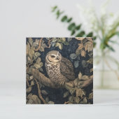 ウィリアム・モリス風の森のオオアメリカフクロウ 招待状 (スタンド正面)