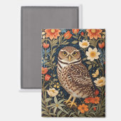 ウィリアム・モリス風の美しいフクロウ かわいいフクロウのマグネット マグネット (正面/裏面)