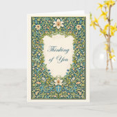 ウィリアム・モリス風の花柄 デザイン Thinking of You カード (黄色い花)