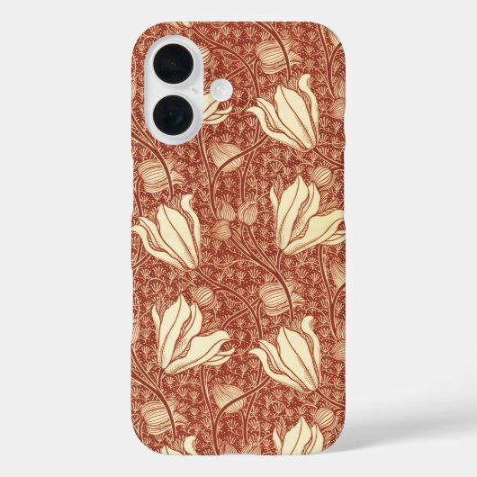 ウィリアム・モリス風レッドリリーフローラル柄 Case-Mate iPhoneケース (裏面)