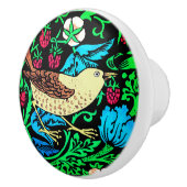 ウィリアム・モリス鳥&フラワーブルー&ブラウン セラミックノブ (右)