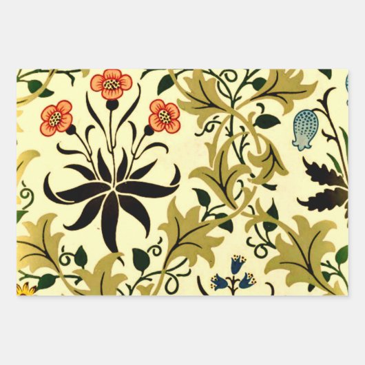 ウィリアム・モリス3体のヴィンテージ模様がパパを包む ラッピングペーパーシート (正面2)