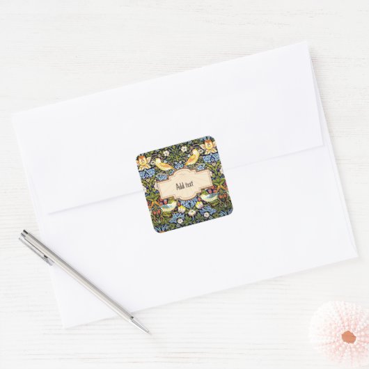 ウィリアム・モリス：いちご泥棒のテンプレート、 スクエアシール (封筒)