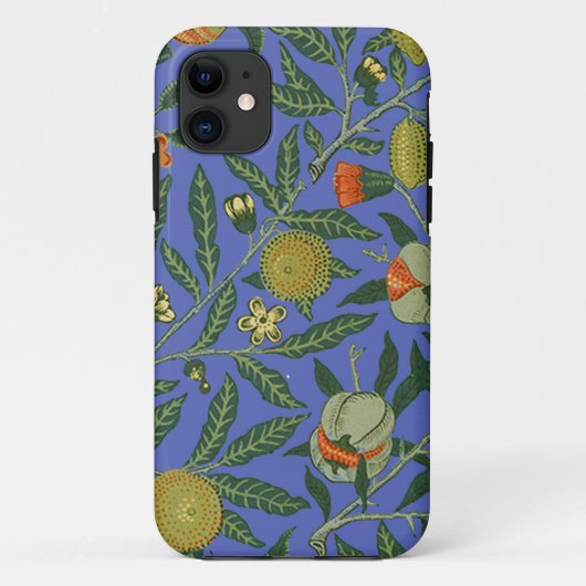 ウィリアム・モリス ざくろ 青色のカラフルな壁紙 Case-Mate iPhoneケース (裏面)
